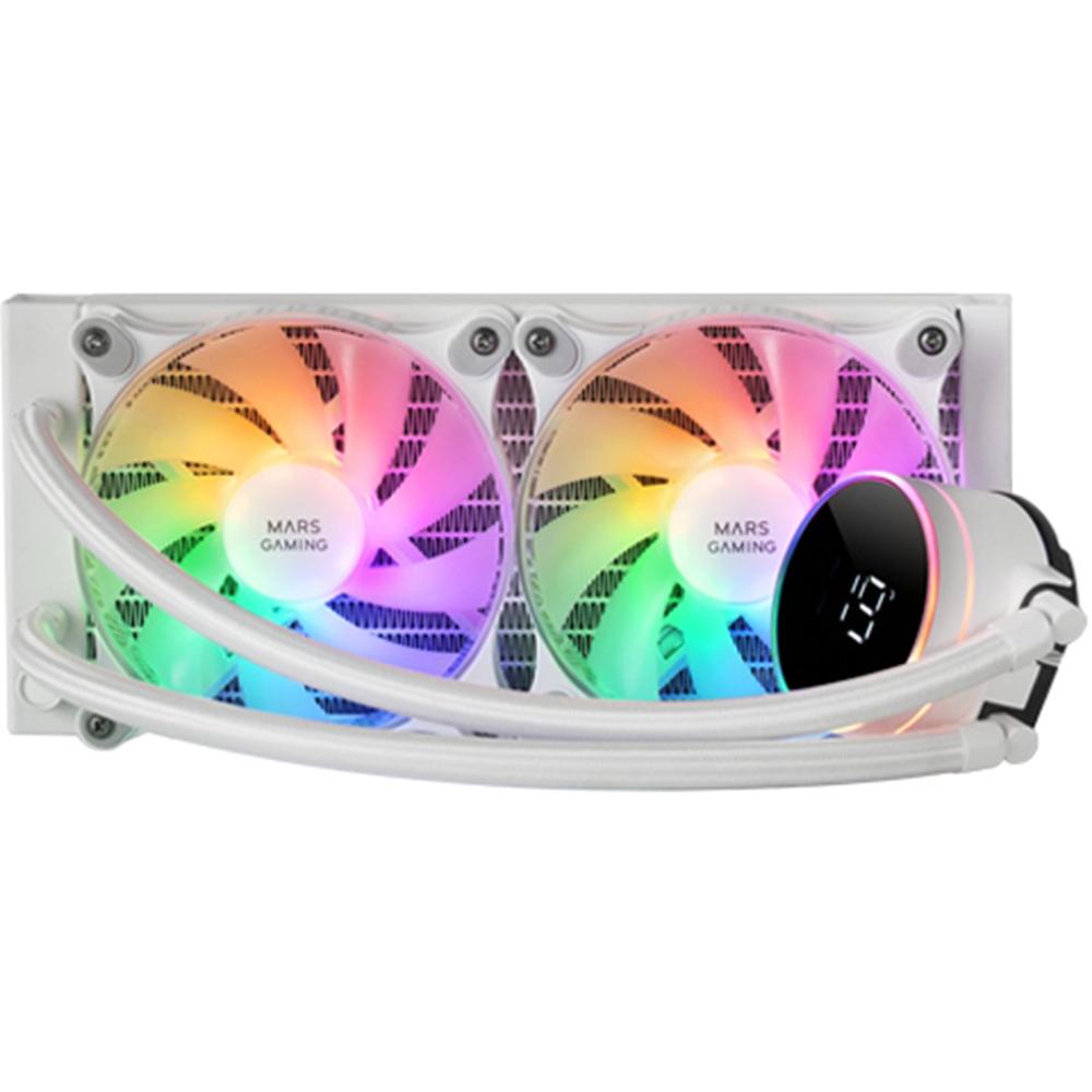 KIT REFRIGERACION LIQUIDA MARS GAMING MLLCD240W FRGB 2X 120MM BLANCO