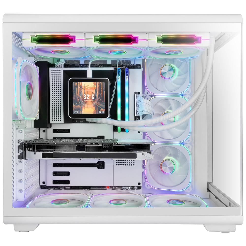 CAJA ORDENADOR MARS GAMING MC-REVPRO ATX ARGB LCD 4.3" CRISTAL TEMPLADO BLANCA