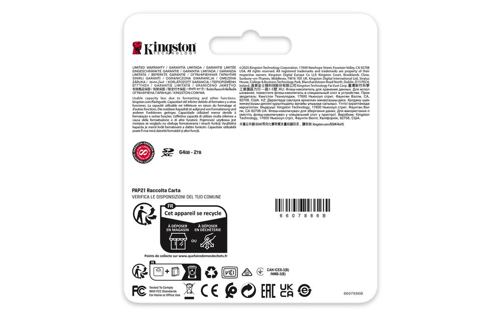 TARJETA MEMORIA SDXC 256GB KINGSTON CANVAS REACT PLUS UHS-II CLASE 10