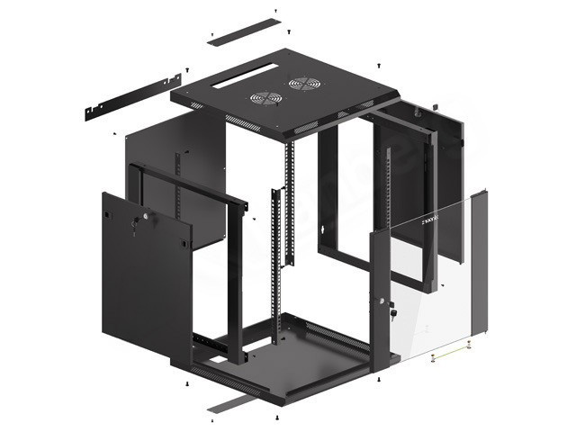 ARMARIO RACK PHOENIX 12U 600X600X640 AUTO-ENSAMBLADO 19'' HASTA 60 KG NEGRO