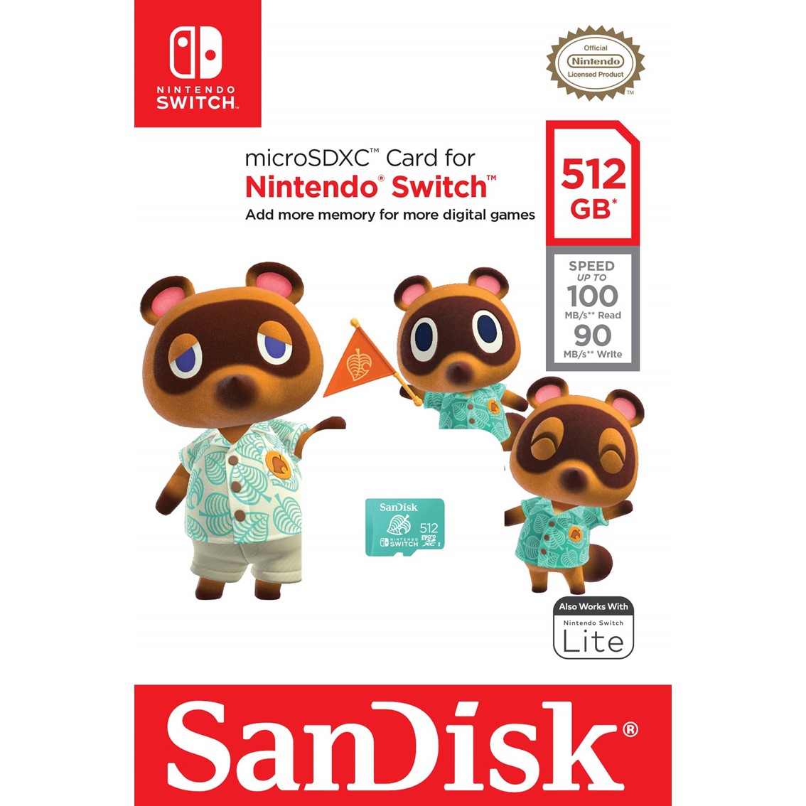 TARJETA MEMORIA SANDISK MICRO SECURE DIGITAL 512GB COBRANDED SDXC UHS-I U3 CLASE 10 LICENCIA NINTENDO