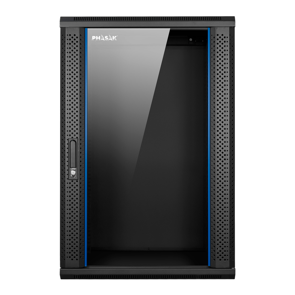 ARMARIO RACK MURAL 19" PHASAK PRO 18U 600X450 MONTADO PHO 2118