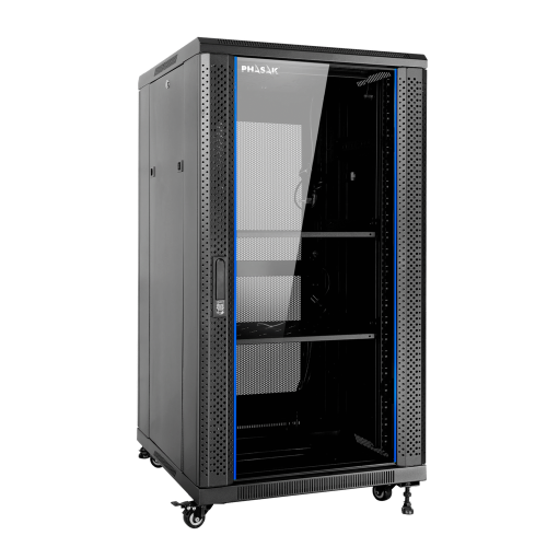 ARMARIO RACK DE SUELO 19" PHASAK PRO 27U NEGRO 600x1000 MONTADO PHO 6127