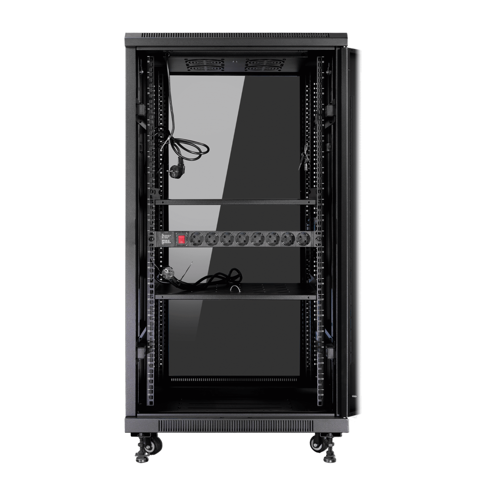 ARMARIO RACK DE SUELO 19" PHASAK PRO 27U NEGRO 600x1000 MONTADO PHO 6127