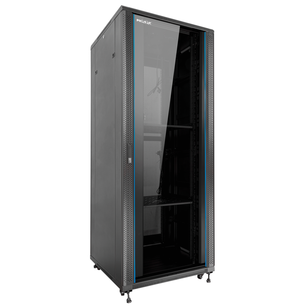 ARMARIO RACK DE SUELO 19" PHASAK PRO 32U NEGRO 600x600 MONTADO PHO 6632