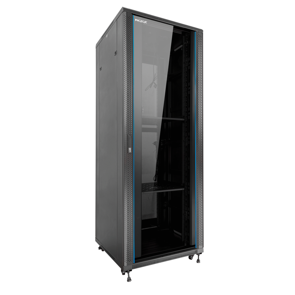 ARMARIO RACK DE SUELO 19" PHASAK PRO 42U NEGRO 600x800 MONTADO