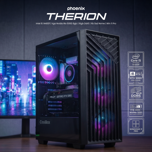 ORDENADOR PC PHOENIX GAMING THERION INTEL I5 14400F / VGA NVIDIA RTX 5060 8GB / 16GB DDR5 / 1TB SSD NVMe WIN 11 PRO