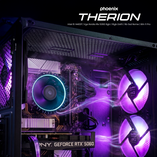 ORDENADOR PC PHOENIX GAMING THERION INTEL I5 14400F / VGA NVIDIA RTX 5060 8GB / 16GB DDR5 / 1TB SSD NVMe WIN 11 PRO