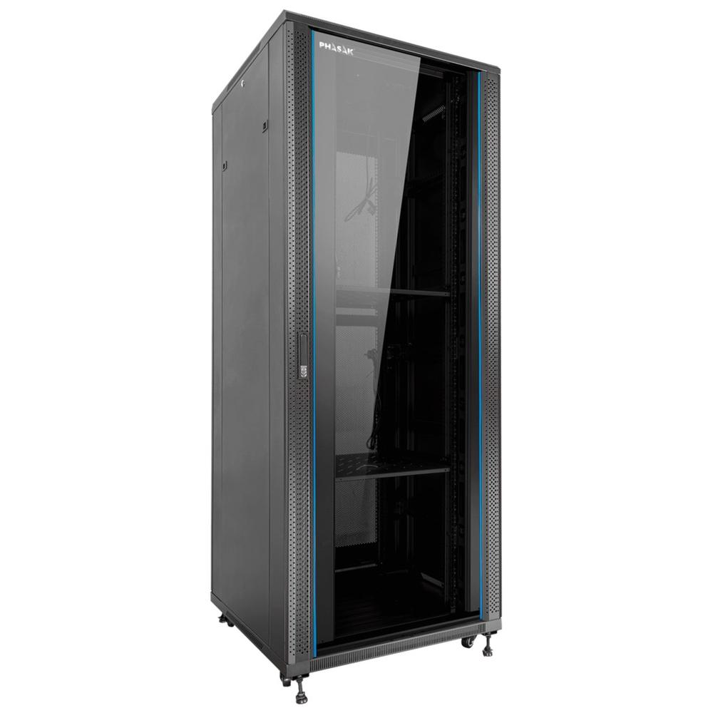 ARMARIO RACK DE SUELO 19" PHASAK PRO 37U NEGRO 800X1000 MONTADO PHO 8137