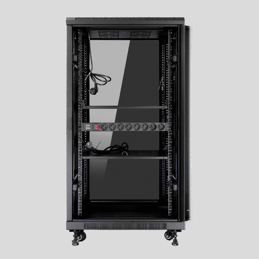 ARMARIO RACK DE SUELO 19" PHASAK PRO 42U NEGRO 800X800 MONTADO PHO 8842