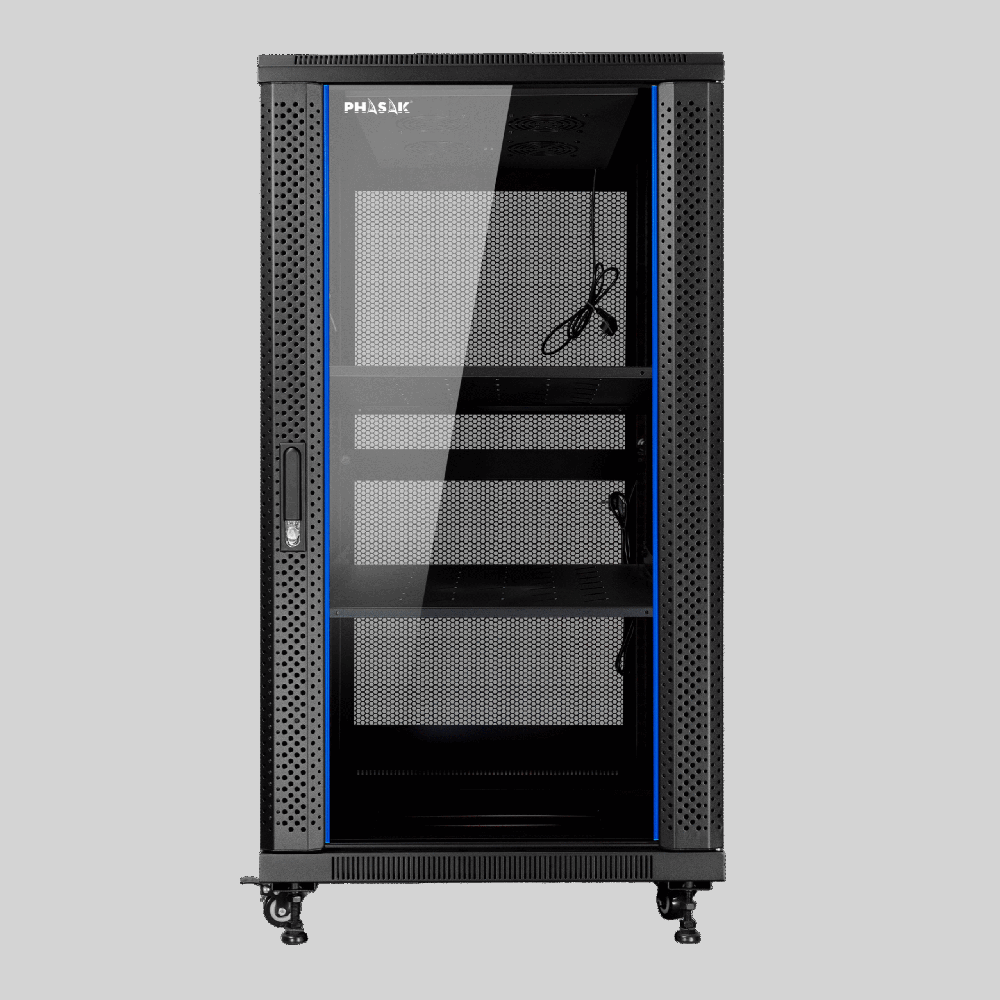 ARMARIO RACK DE SUELO 19" PHASAK PRO 37U NEGRO 800X800 MONTADO PHO 8837