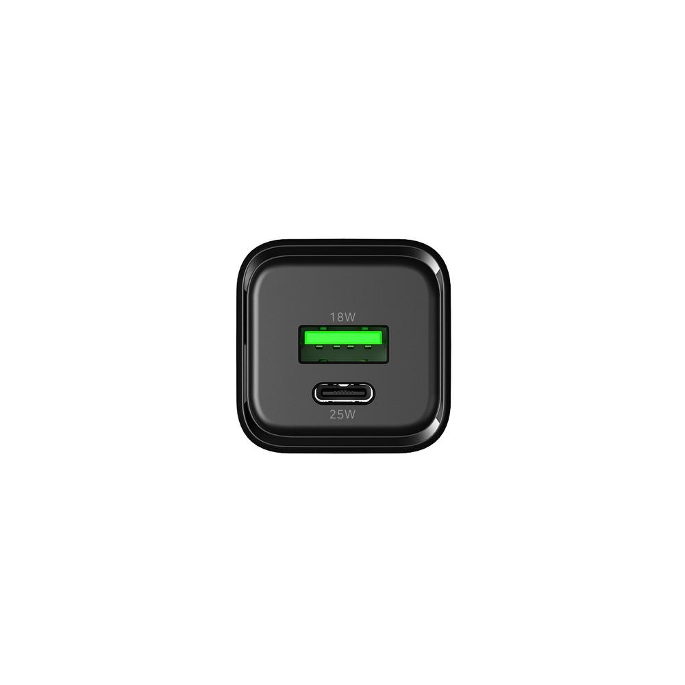 CARGADOR USB DE PARED COOLBOX 25W GAN USB TIPO A / USB TIPO C NEGRO
