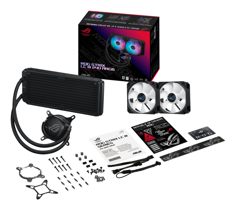 KIT REFRIGERACION LIQUIDA ASUS ROG STRIX LC III 240 ARGB 2X 120MM NEGRO
