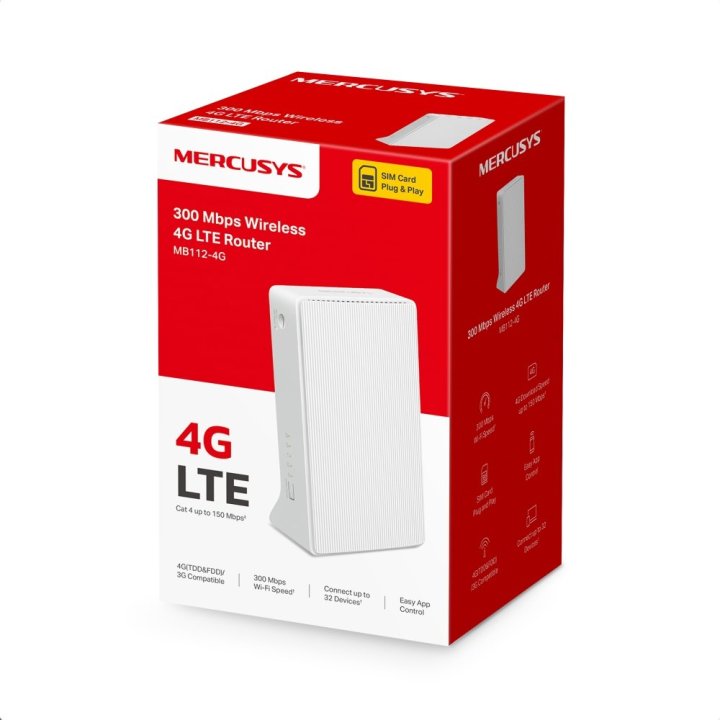 ROUTER WIFI MERCUSYS MB112-4G 2 PUERTOS/ 300MBPS 4G
