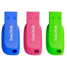 MEMORIA USB 2.0 SANDISK 32GB CRUZER BLADE PACK 3 AZUL/VERDE/ROSA
