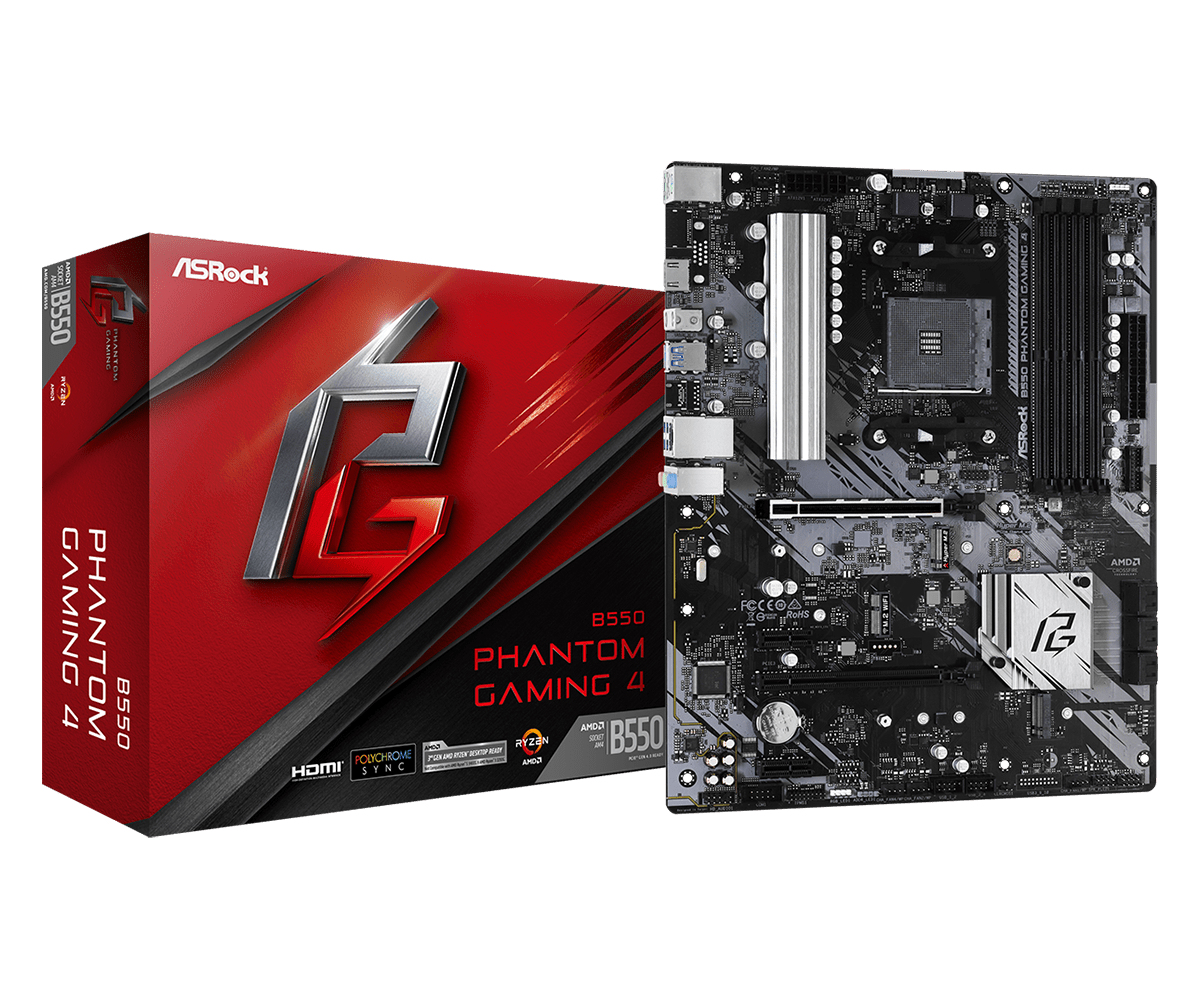 PLACA BASE ASROCK AM4 B550 PHANTOM GAMING 4 ATX / 4XDDR4 / 6XSATA6 / 1XUSB 3.2 / 2XUSB 2.0 90-MXBCY0-A0UAYZ