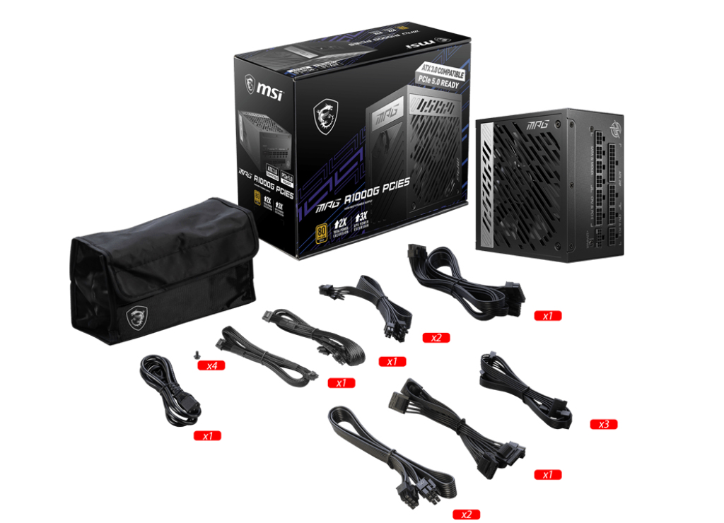 FUENTE DE ALIMENTACION ATX 1000W MSI MPG A1000G PCIE5 80+ GOLD