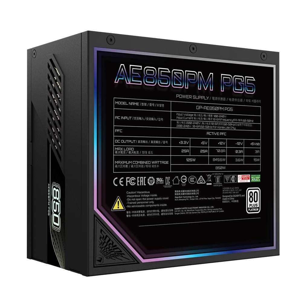 FUENTE ALIMENTACION GIGABYTE GP-AE850PM PG5 GAMING ATX 850W