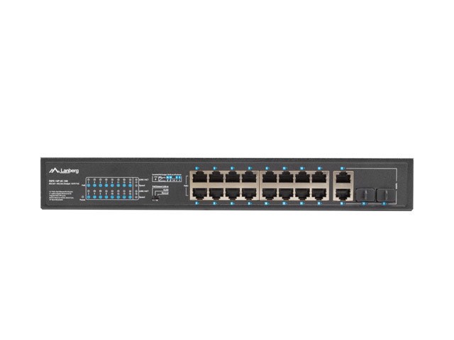 SWITCH LANBERG 18 PUERTOS 100MB 16xPOE+/2x GBIT ETHER 150W RACK 10"/19"