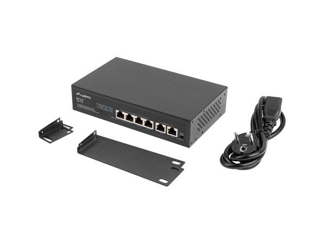 SWITCH LANBERG 6 PUERTPS 100MB 4xPOE+/ 2x FAST ETHER 60W RACK 10"/19"