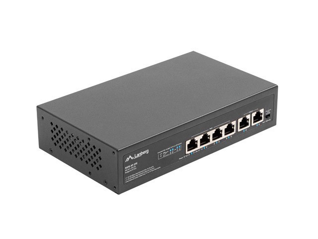 SWITCH LANBERG 6 PUERTPS 100MB 4xPOE+/ 2x FAST ETHER 60W RACK 10"/19"