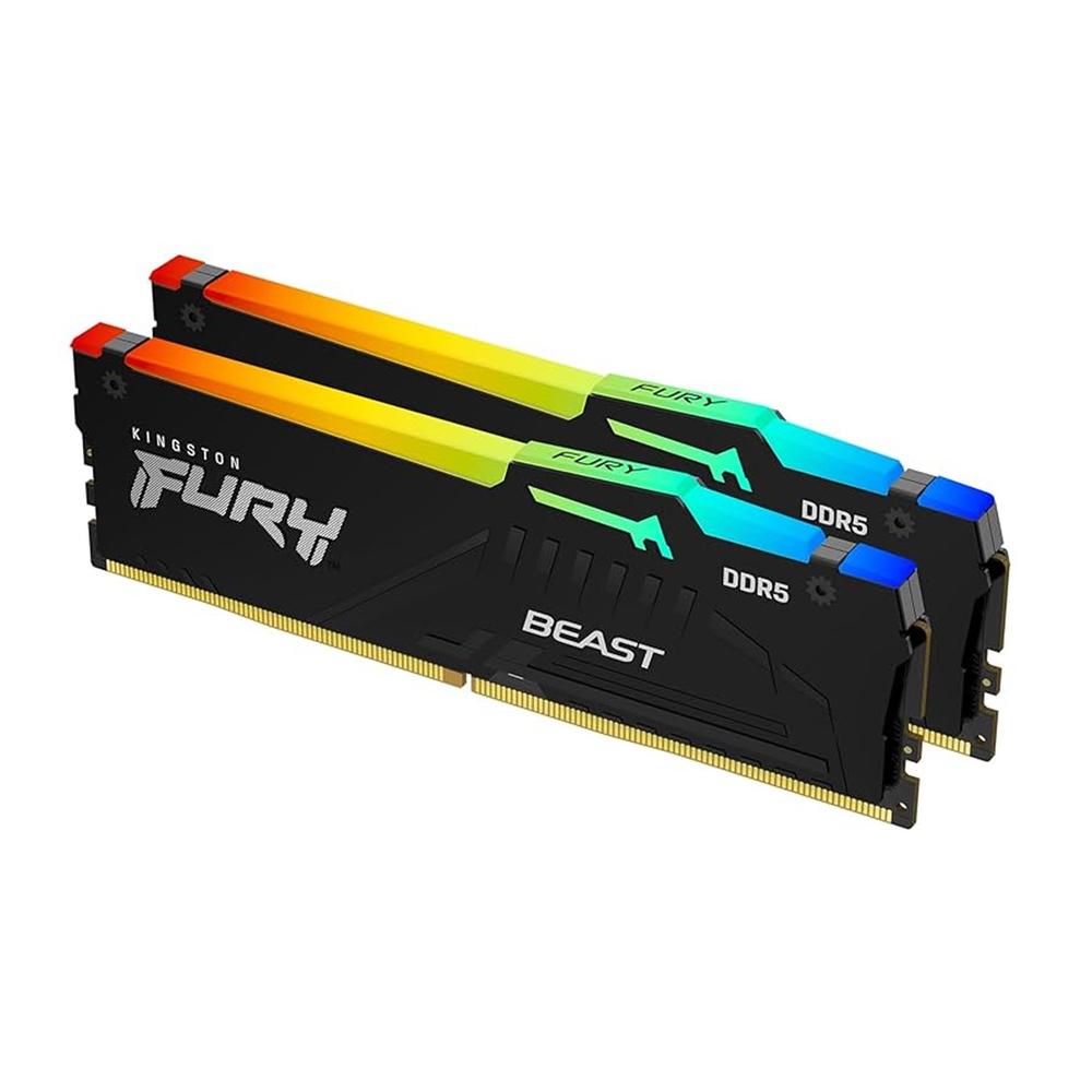 MEMORIA RAM DDR5 64GB 2 X 32GB KINGSTON / 6400 MHZ / PC5-51200 / FURY BEAST RGB / CL32 / 1.4V
