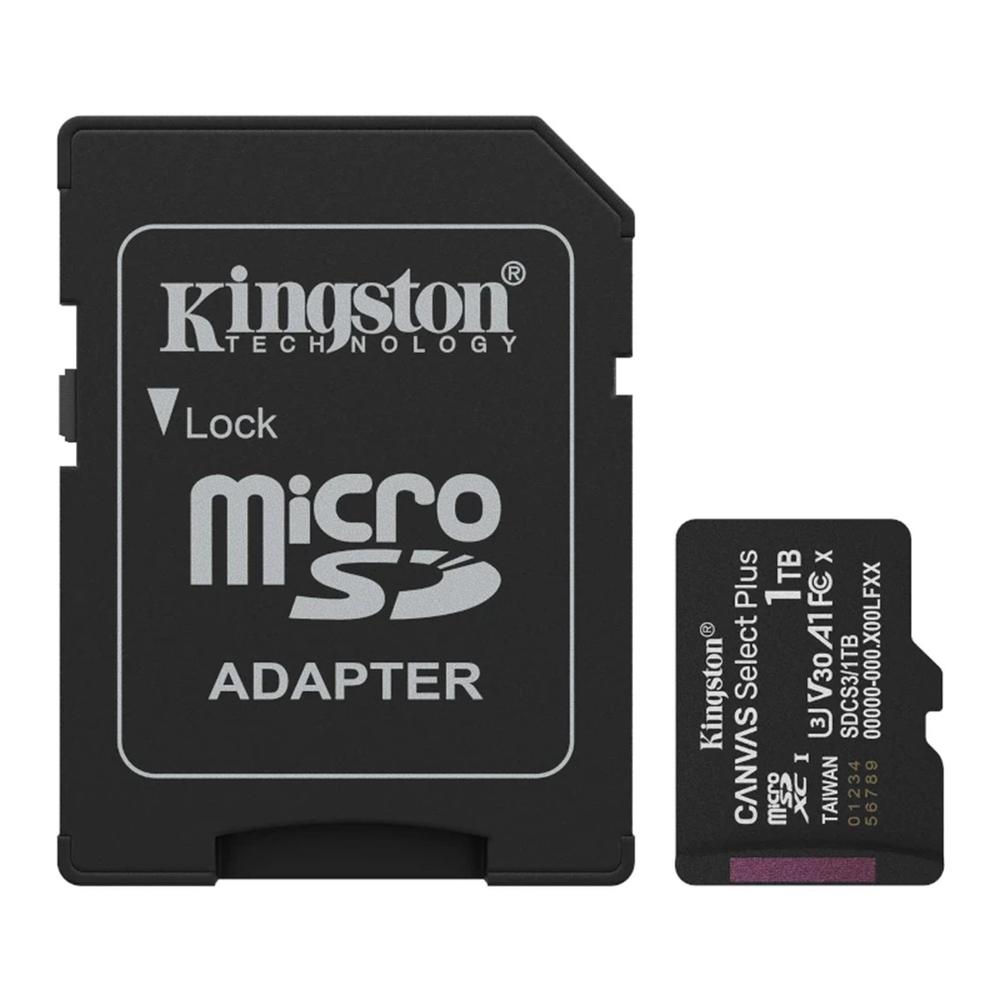 TARJETA MEMORIA MICRO SECURE DIGITAL SDXC 1TB KINGSTON CANVAS SELECT PLUS CLASE 10 UHS-1 + ADAPTADOR SD