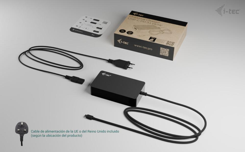 CARGADOR UNIVERSAL I-TEC CHARGER-C140W 140W USB TIPO C NEGRO
