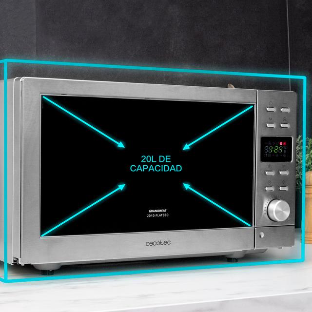 MICROONDAS CECOTEC GRANDHEAT 2010 FLATBED STEEL 700W GRILL 900W 20L