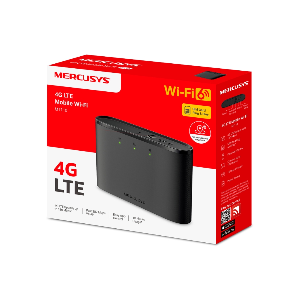 ROUTER PORTATIL WIFI 4G LTE MERCUSYS MT110 AX300