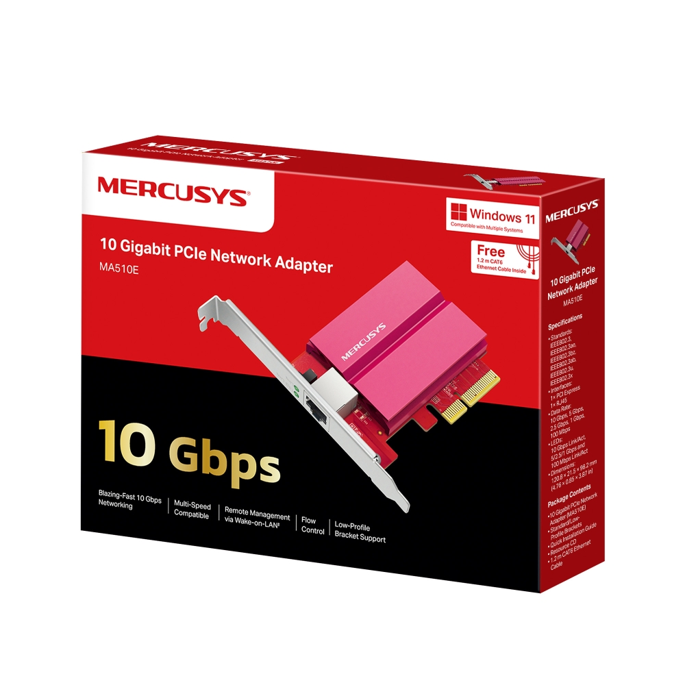 TARJETA DE RED MERCUSYS MA510E 1X RJ45 PCI EXPRESS