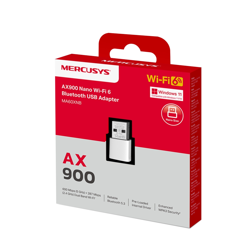 ADAPTADOR WIFI6/BLUETOOTH USB TIPO A MERCUSYS MA60XNB AX900