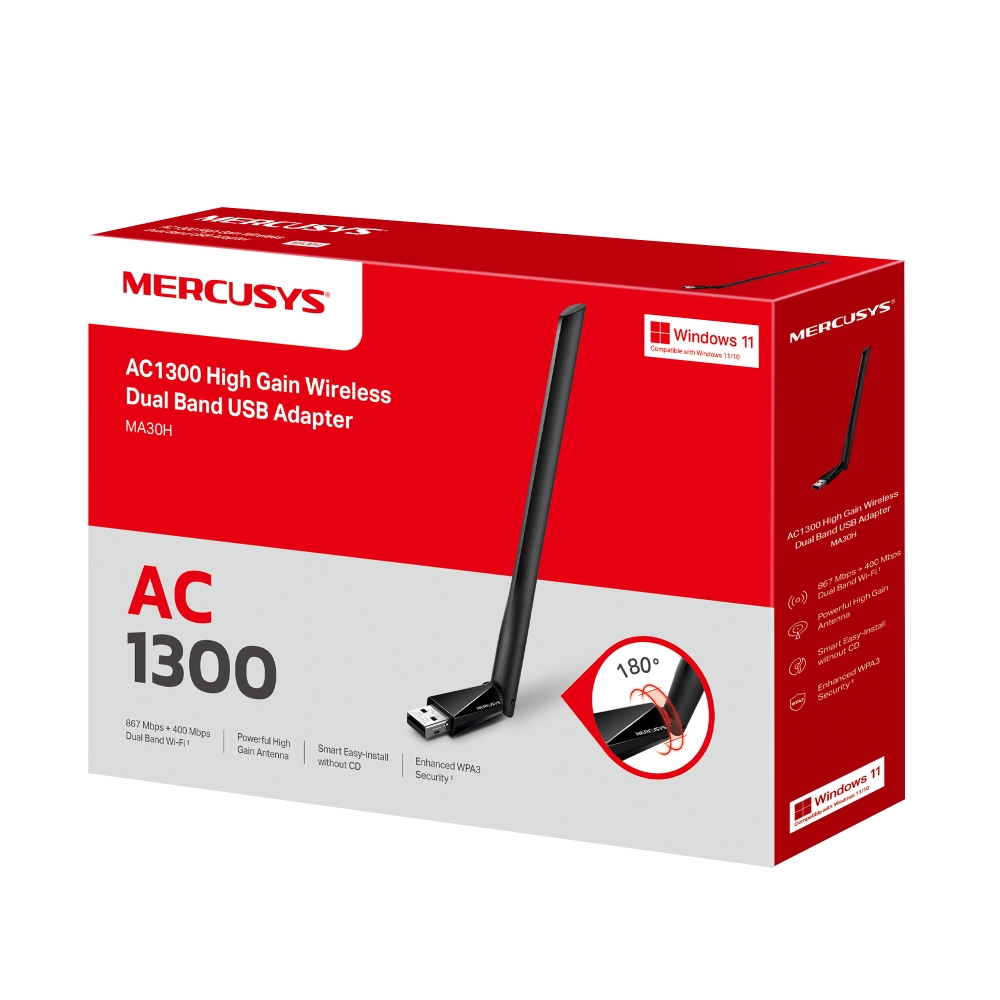 ADAPTADOR WIFI USB TIPO A MERCUSYS MA30H AC1300