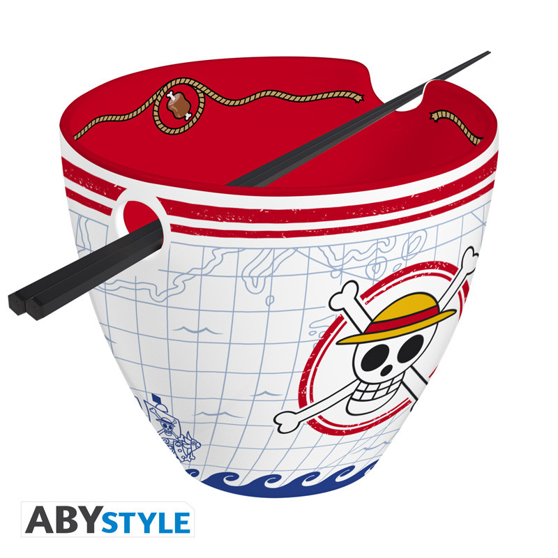 BOWL DE RAMEN CON PALILLOS ABYSTYLE ONE PIECE MONKEY D. LUFFY