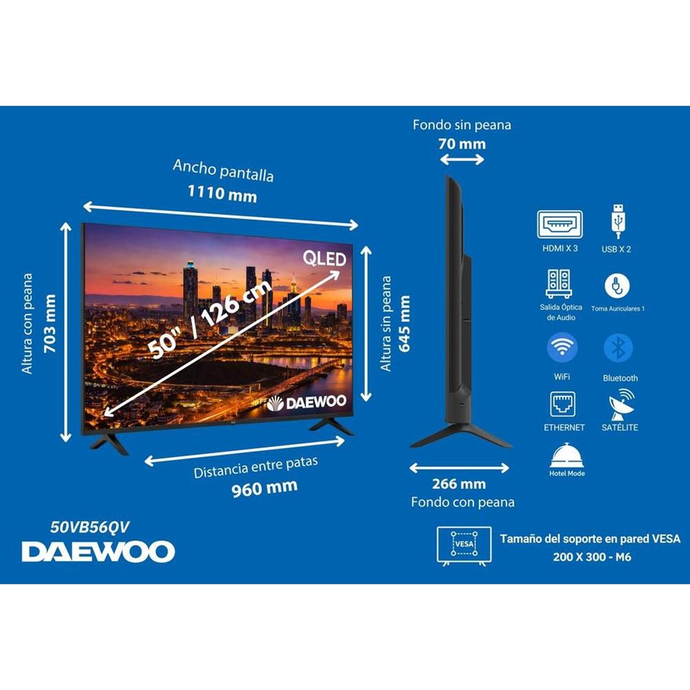 TV DAEWOO 50" QLED 4K UHD / 50VB56QV / SMART TV
