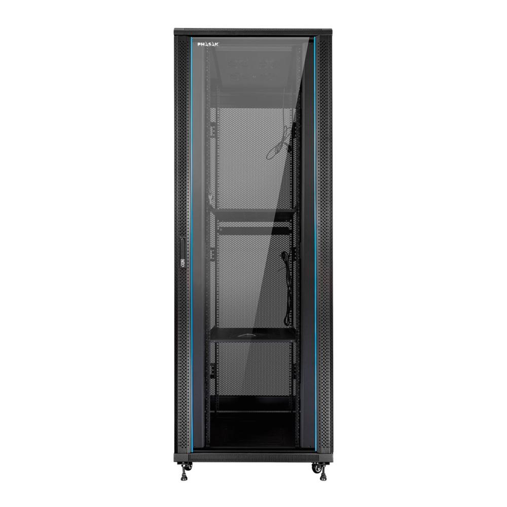 ARMARIO RACK DE SUELO 19" PHASAK PRO 47U NEGRO 800X1000 MONTADO PHO 8147