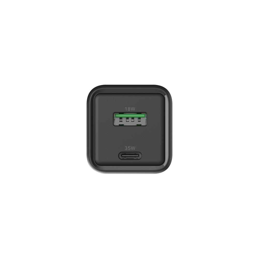 CARGADOR USB DE PARED COOLBOX 35W GAN USB TIPO A / USB TIPO C NEGRO