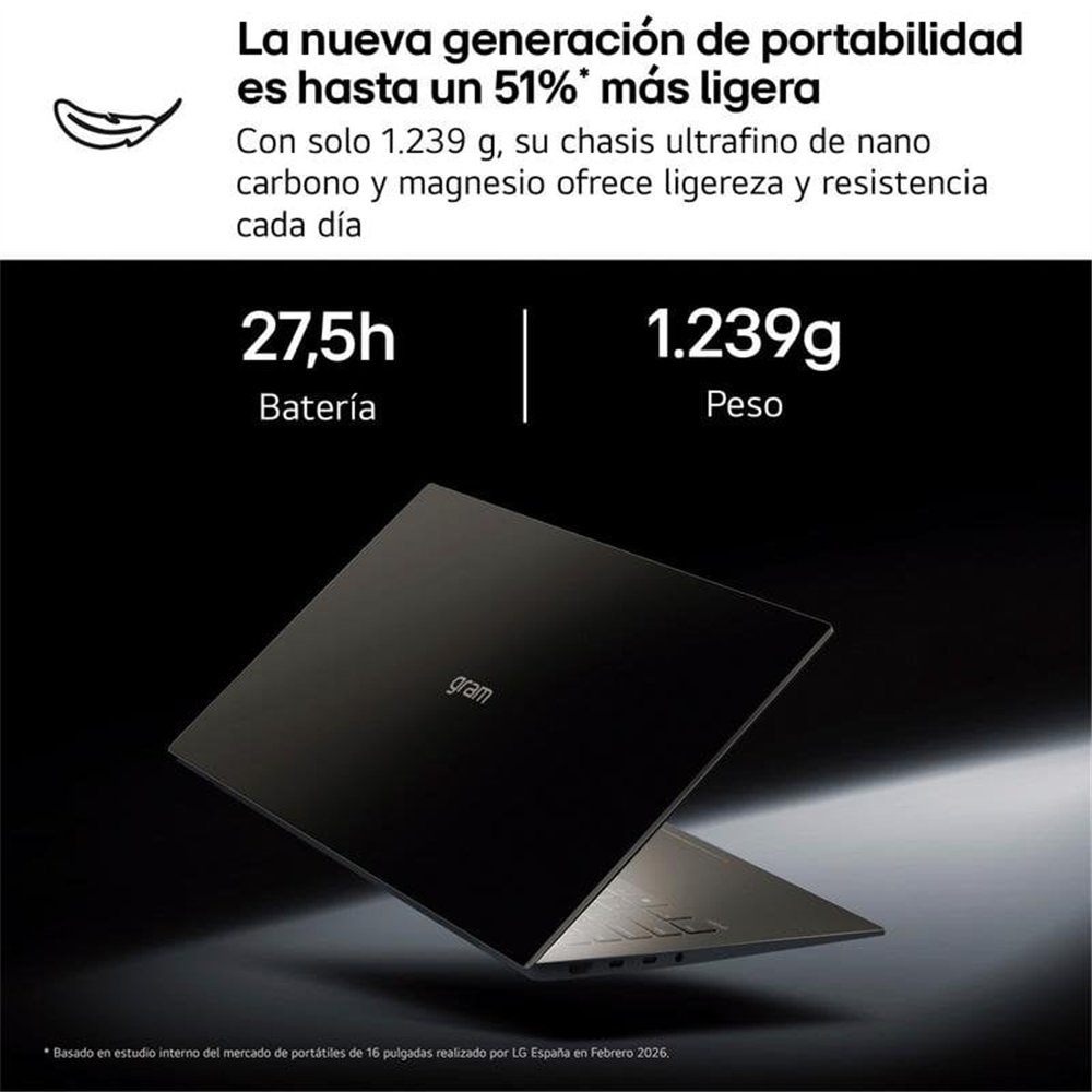 PORTATIL LG GRAM PRO 16ZD90U-G U7-355/ 32GB/ SSD 512GB/ 16"/ FREEDOS