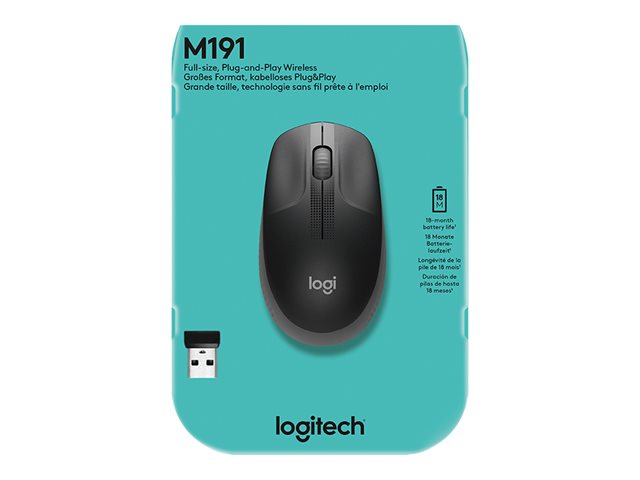 MOUSE RATON LOGITECH M190 FULL SIZE OPTICO WIRELESS INALAMBRICO GRIS MARENGO