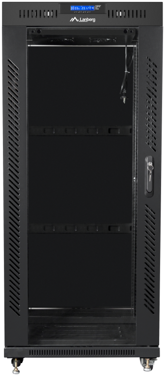 Lanberg free standing rack 19inch cabinet 27U 600x600 glass door LCD flat pack black Rack o bastidor independiente