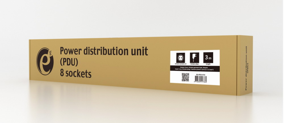 Gembird EG-PDU-014 unidad de distribución de energía (PDU) 8 salidas AC 1U Negro