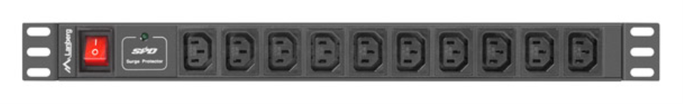 Lanberg PDU-10I-0200-IEC-BK unidad de distribución de energía (PDU) 10 salidas AC 1U Negro