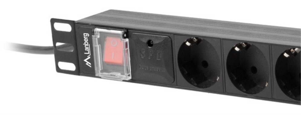 Lanberg PDU-08F-0200-BK unidad de distribución de energía (PDU) 8 salidas AC 1U Negro