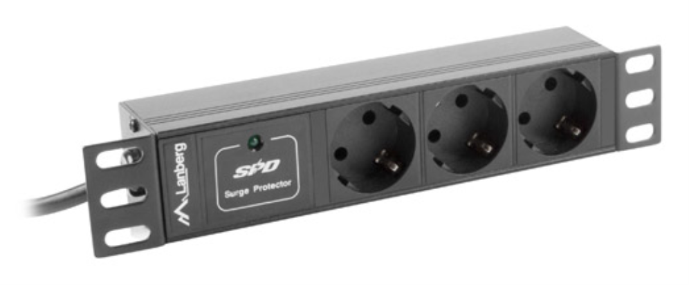 Lanberg PDU-03F-0200-BK unidad de distribución de energía (PDU) 3 salidas AC 1U Negro