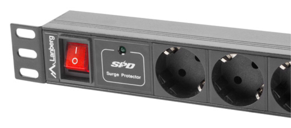 Lanberg PDU-07F-0200-IEC-BK unidad de distribución de energía (PDU) 7 salidas AC 1U Negro