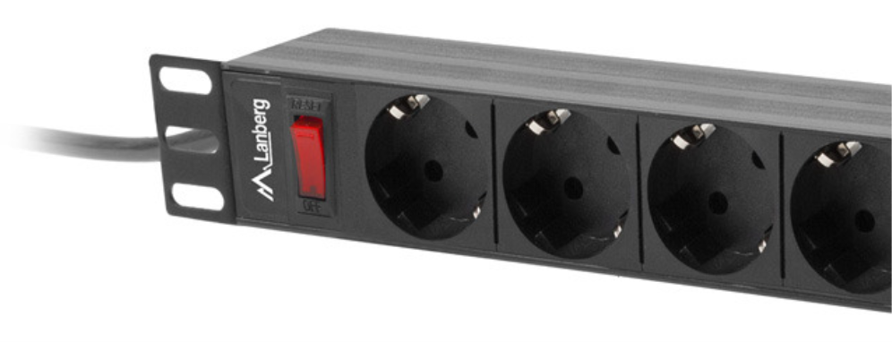 Lanberg PDU-09F-0300-BK unidad de distribución de energía (PDU) 9 salidas AC 1U Negro, Gris