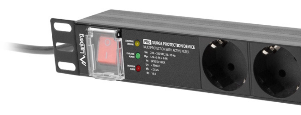 Lanberg PDU-PRO-07F-0200-BK unidad de distribución de energía (PDU) 6 salidas AC 1U Negro
