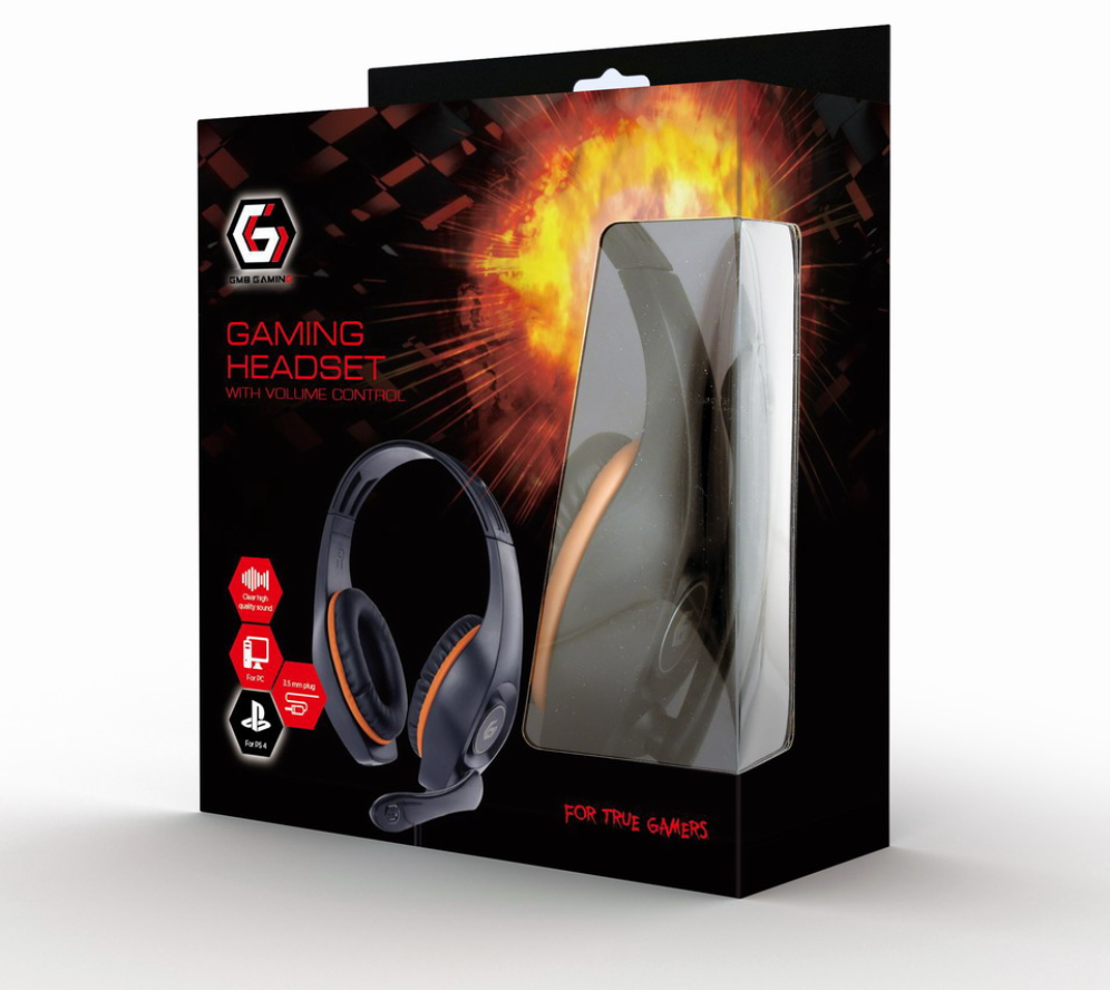 Gembird GHS-05-O auricular y casco Auriculares Alámbrico Diadema Juego Negro, Naranja