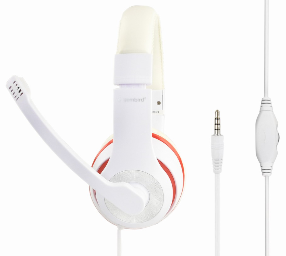 Gembird MHS-03-WTRD auricular y casco Auriculares Alámbrico Diadema Llamadas/Música Rojo, Blanco