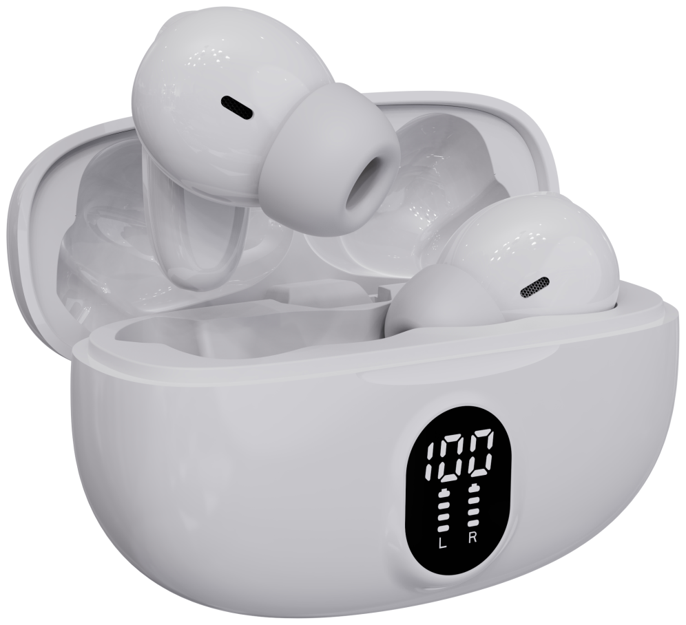 Denver TWE-57W auricular y casco Auriculares True Wireless Stereo (TWS) Clip de oreja Llamadas/Música USB Tipo C Bluetooth Base de carga Blanco
